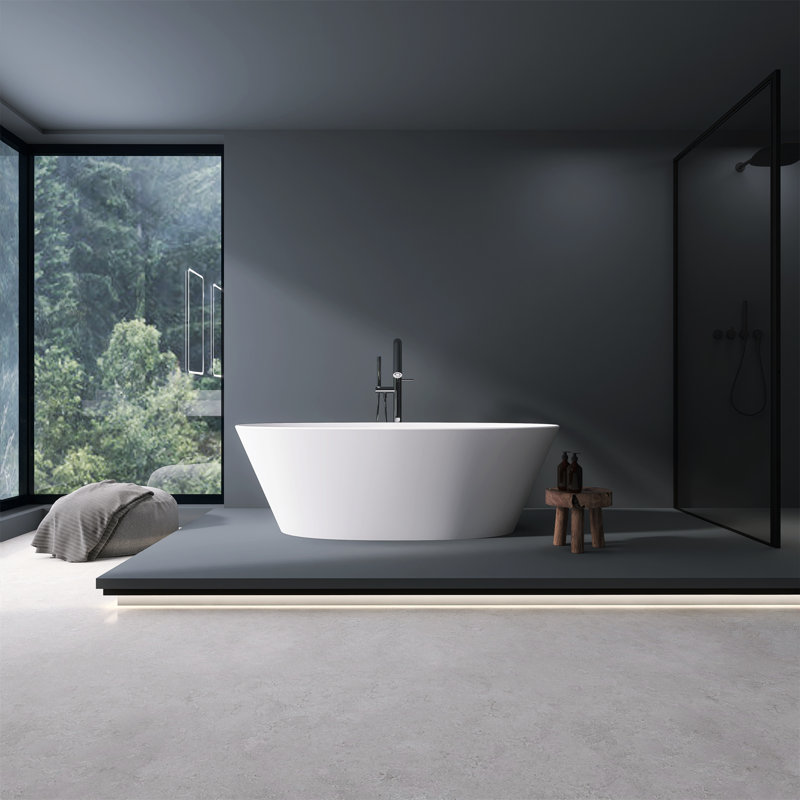Baignoire de trempage autoportante à surface solide 66,9 pouces
