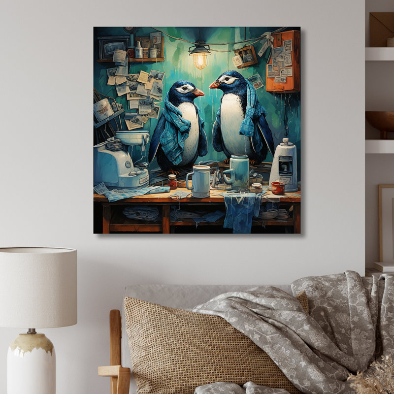 Chilly Penguins Laundry Room II - Art mural en métal Laundry, H 29 po x l 29 po