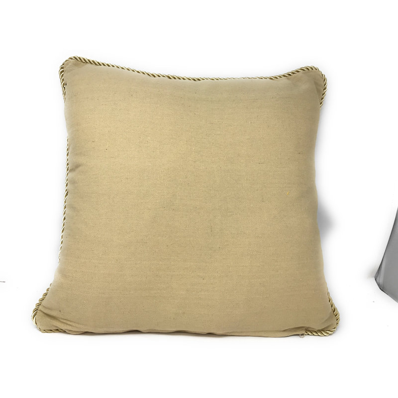 Embroidered Cotton Blend Throw Pillow
