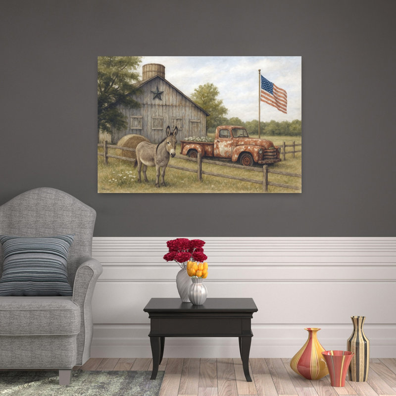 «Dilbert The Donkey», art mural rétro abstrait, 32" H x 48" W