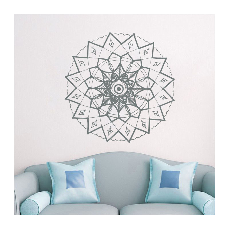 Adhésif décoratif mandala yoga, H 20 po x l 22 po, Gris