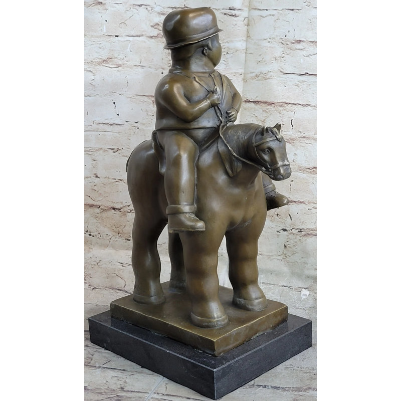 Sculpture «Perlowitz Man on a Horse» par Fernando Botero