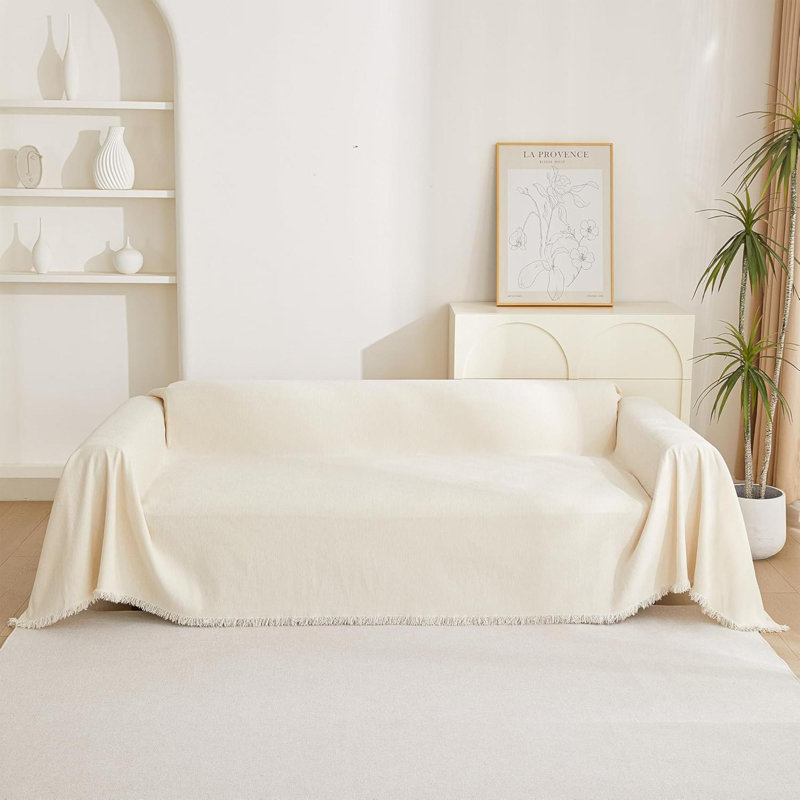 Housse de canapé pour animaux de compagnie Housse de canapé beige pour canapé à 2 coussins Housse de canapé modulaire en L en chenille pour animaux de compagnie Coussin décoratif pour chiens