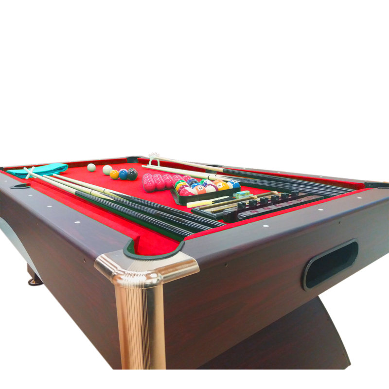 SimbashoppingUK Pool Table with Leg Levelers, 80 cm H x 121 cm W x 213 cm L, Red