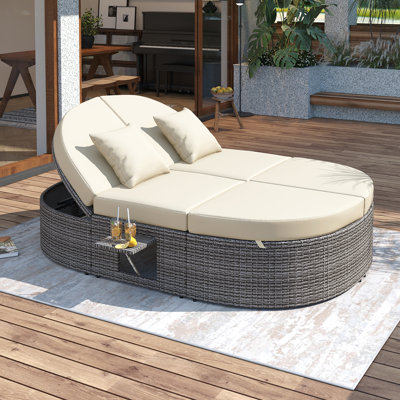 Chonie 78.7" Wide Outdoor Reversible Patio Daybed with Cushions