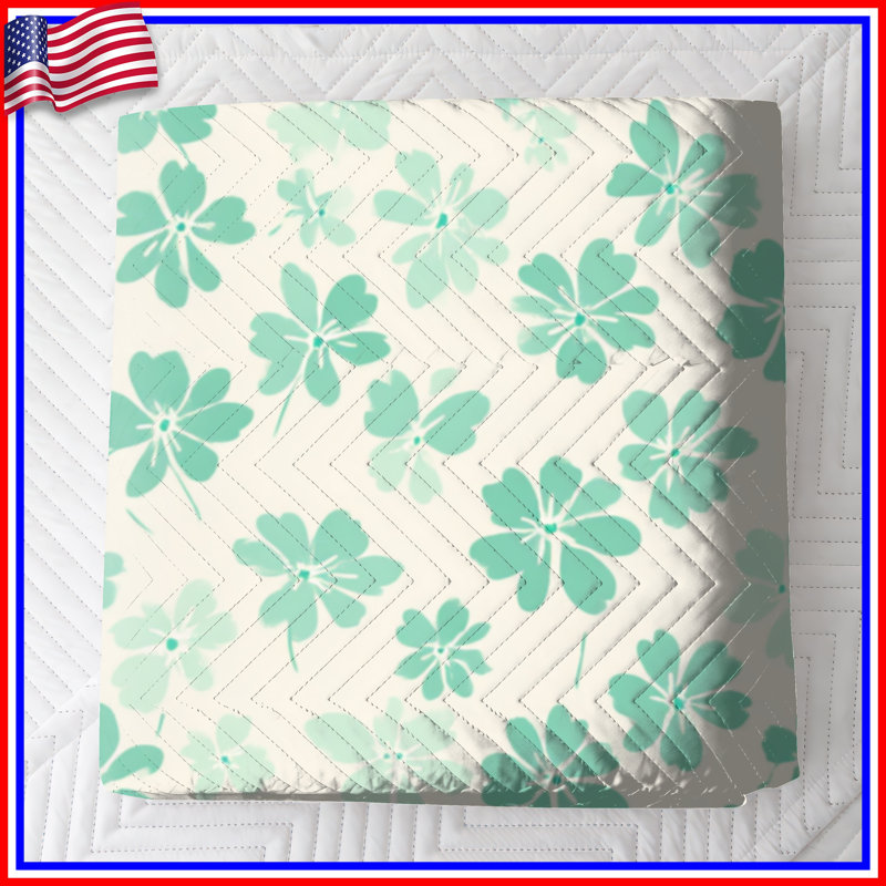 Couvre-lit matelassé vert à motif floral toutes tailles, Grand lit