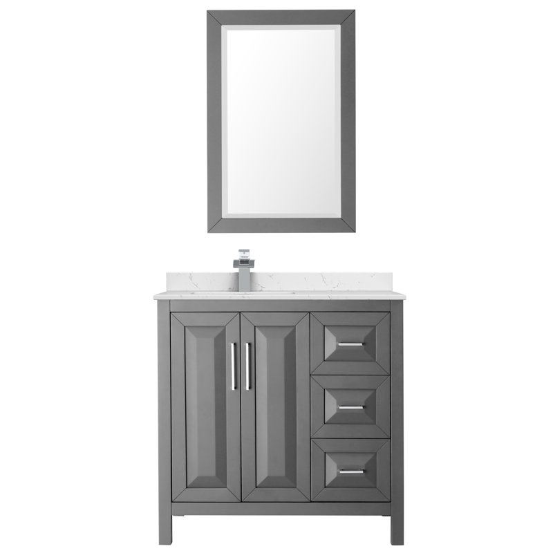 Daria 36'' W Single Vanity, Dark Gray, Matte Black, Carrara Cultured Marble