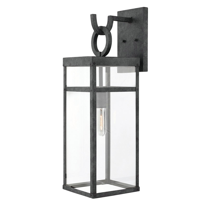 Porter Outdoor Wall Lantern, Aged Zinc, 18.5" H x 6" W x 7.5" D