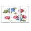 Rose rose et hortensia bleu avec feuilles - 3 pièces, reproduction sur toile-1647576735-1647576732