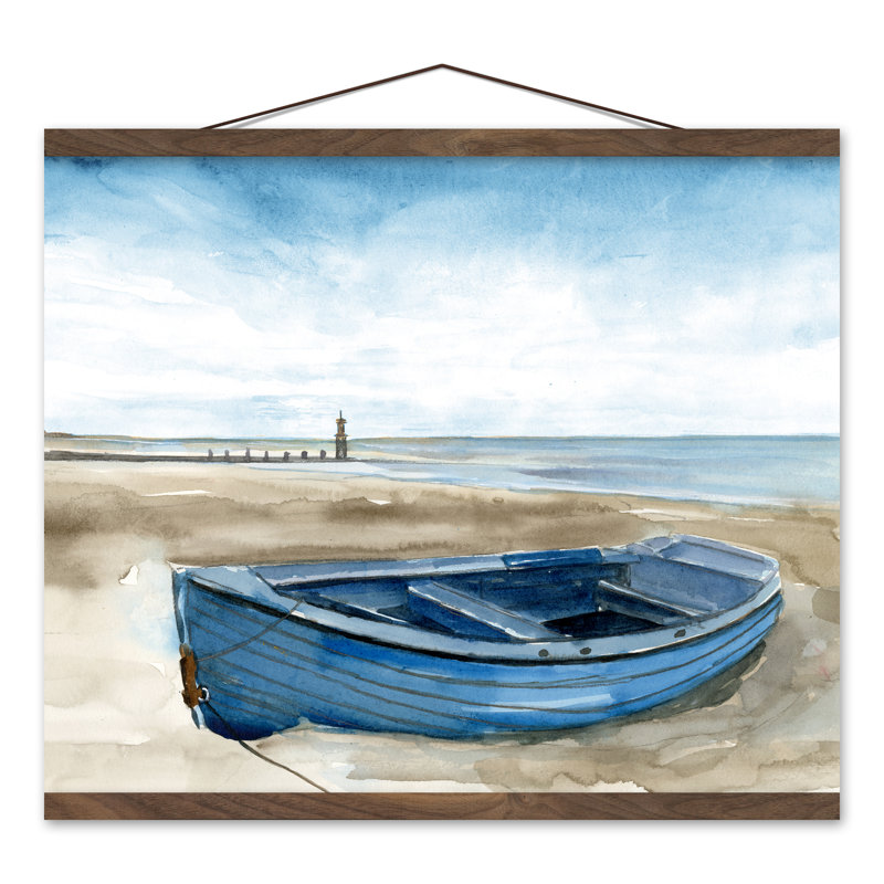 Barque bleue - Peinture sur toile encadrée