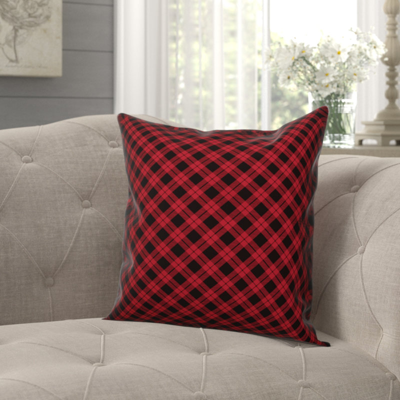 Plaid Reversible Throw Pillow, 16" x 16", Pillow Cover