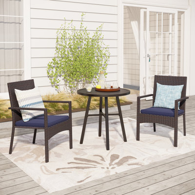 Alyah 2 - Person Patio Dining Set with Round Table , Cushions Included