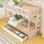 Lit superposé à deux tiroirs en bois avec bande lumineuse et tablettes de rangement-1512955536-1512955537