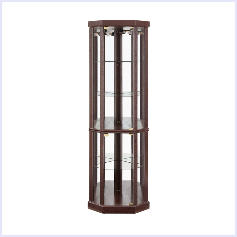 16.5 " W Glass Curio Cabinet, Cherry
