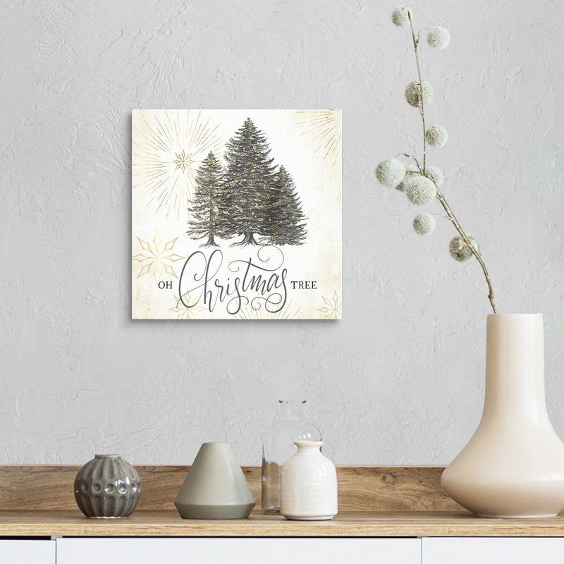 «Christmas Joy Oh Christmas Tree» par Nicole Tamarin - peinture sur toile tendue, H 30 po x l 30 po, Toile tendue