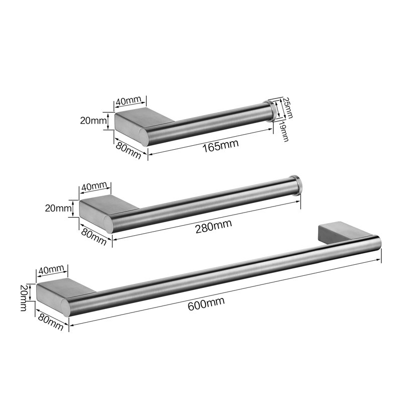 Ensemble de quincaillerie de salle de bain 3 pièces, Nickel brossé