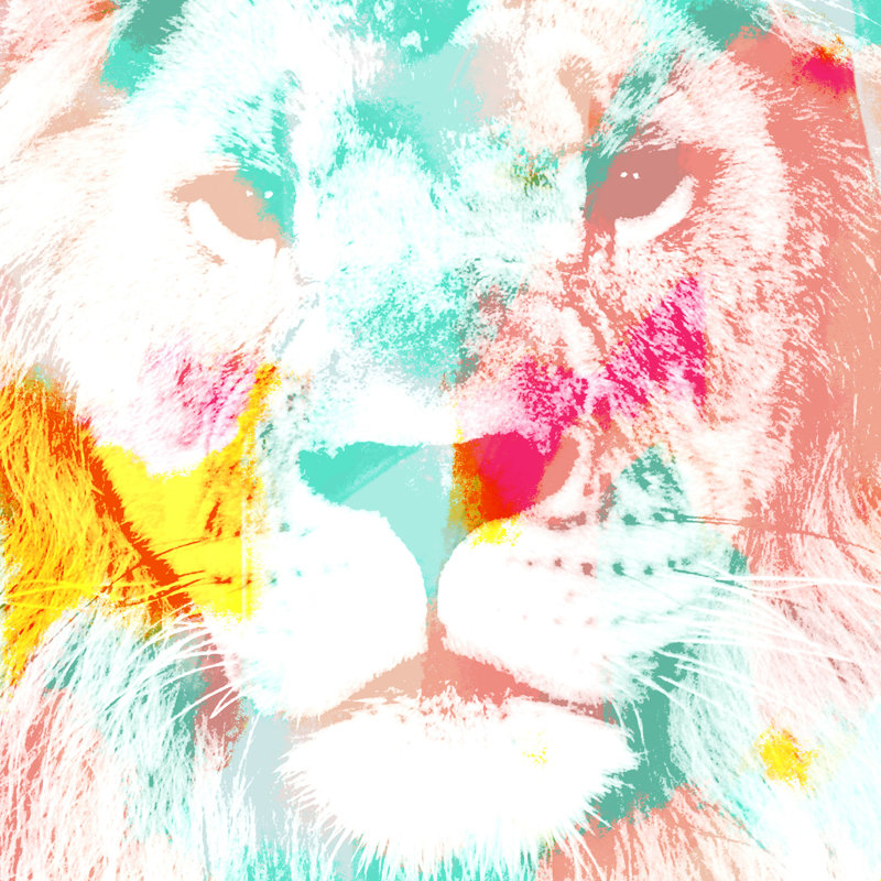 «Abstract Lion» par Allyson Johnson, impression sur toile tendue, H 30 po x l 30 po