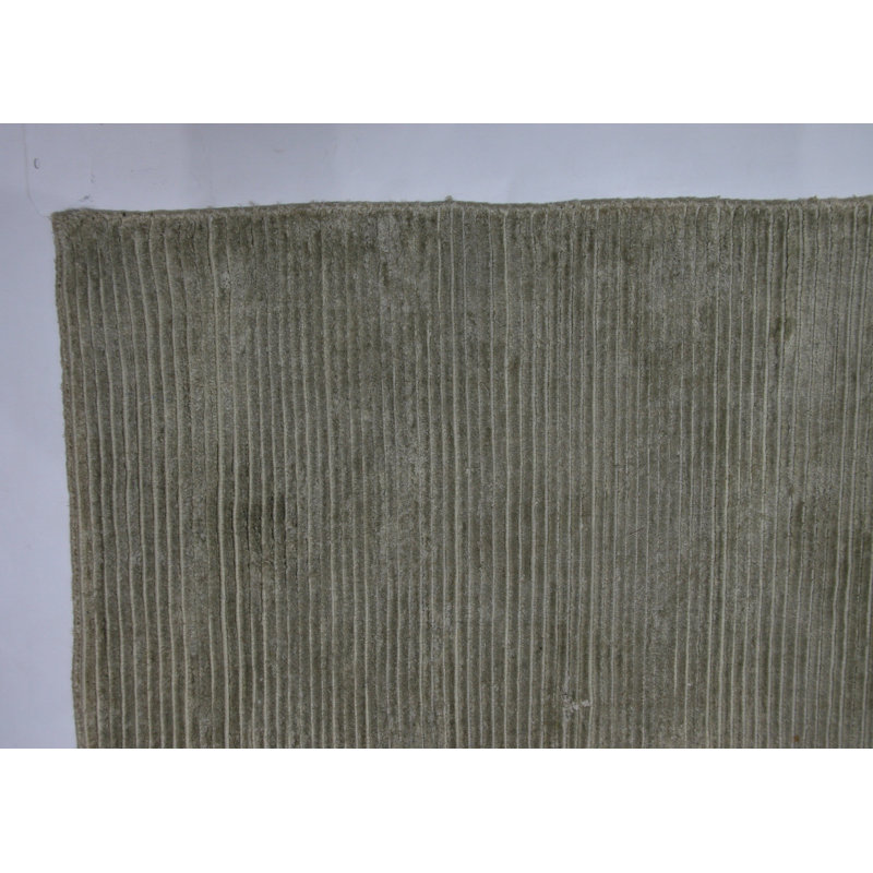 Tapis vert pistache noué à la main de conception unique 9 pi x 12 pi