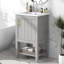 Meuble-lavabo de 20 po avec lavabo, armoire de salle de bain avec porte à fermeture douce, support de rangement et tablette ouverte-654663104