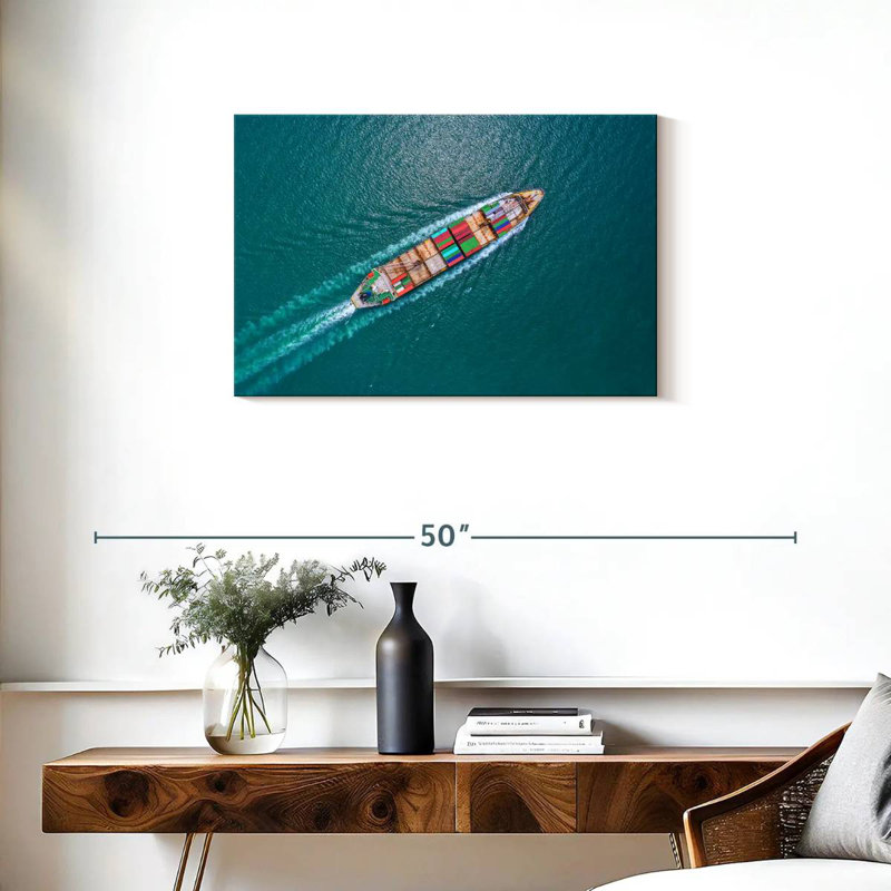Bateau Mehar sur l'océan, H 20 po x l 30 po