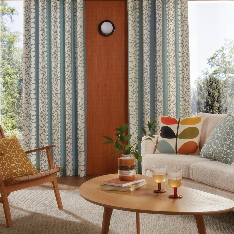 Sycamore Stripe Duckegg Eyelet Curtain, 168cm Width x 229cm Drop