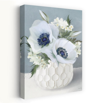 Anémones en bleu II, art floral contemporain
