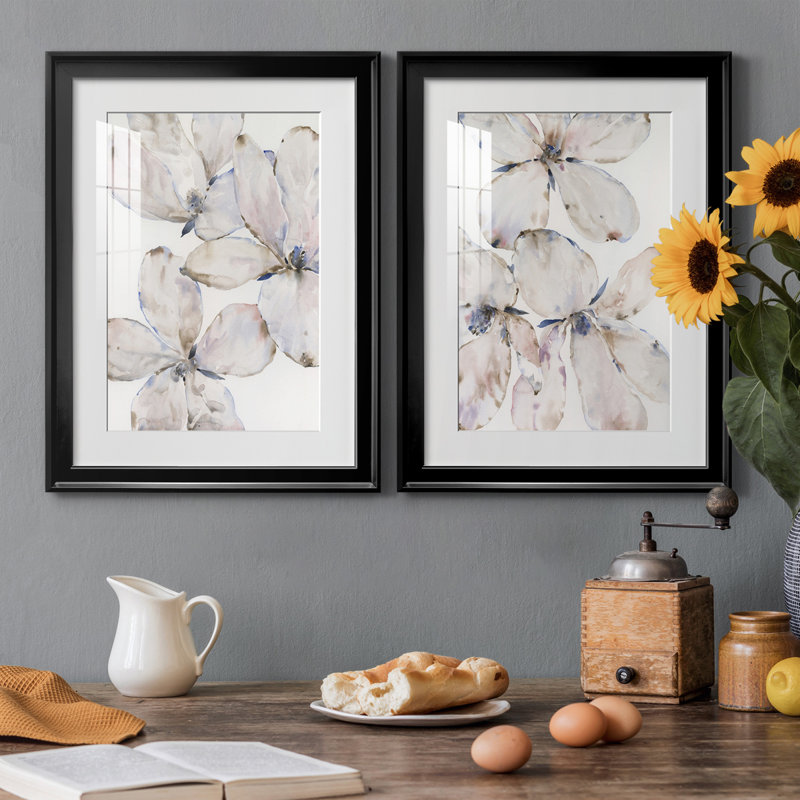 Soft Wind Flowers I, reproduction encadrée de qualité supérieure - prête à être accrochée, Cadre noir