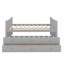 Lit de jour double avec lit gigogne simple et 3 tiroirs de rangement, lit capitaine avec lit gigogne, lit plateforme en bois-781763268