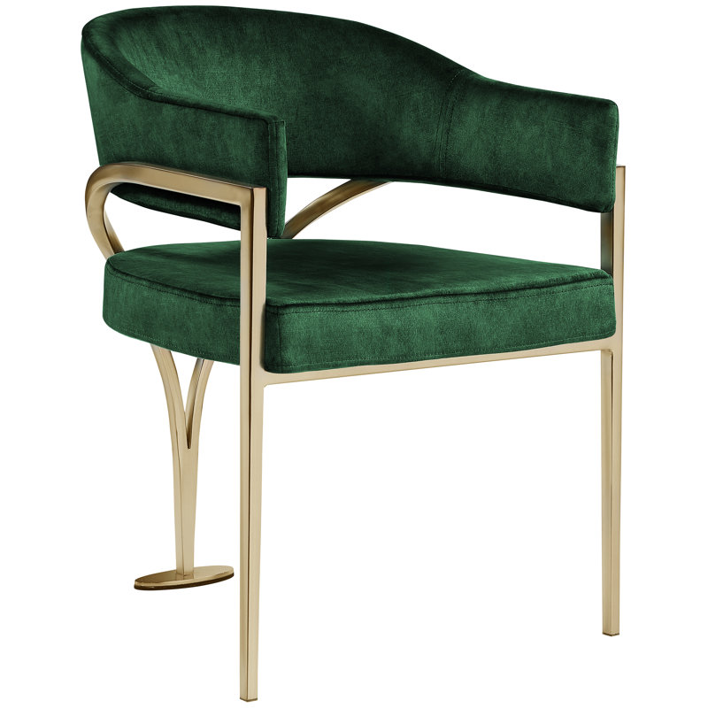 Kirsi Velvet Dining Chair, Gold, Green Velvet