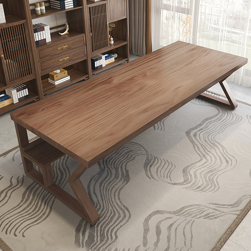 Bureau rectangulaire en bois massif brun clair, H 29,53 po x l 55,12 po x P 27,56 po