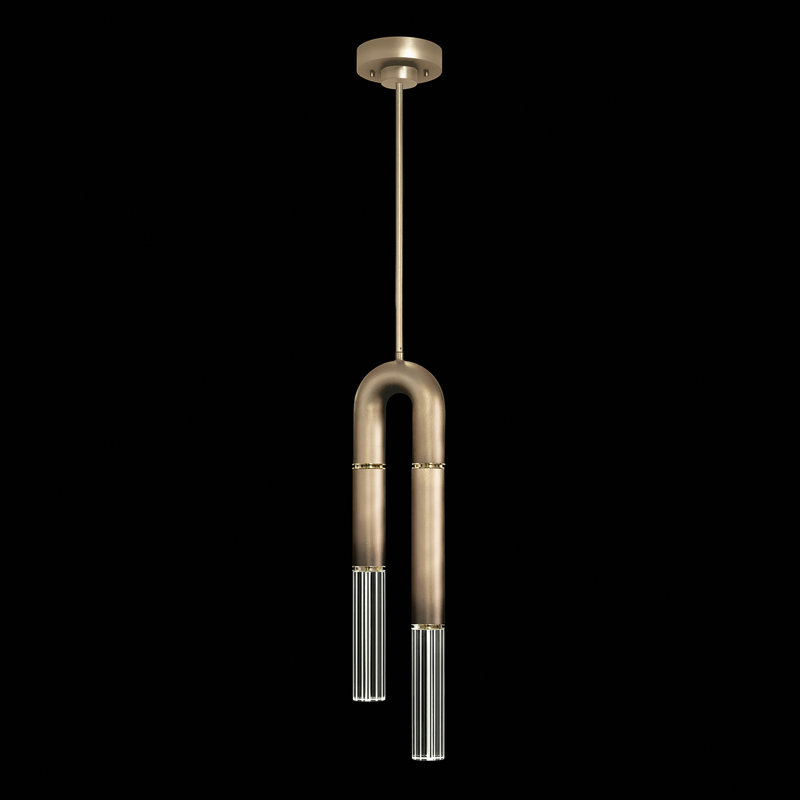 Luminaire suspendu rond 7 po Antonia, Ombre bronze / laiton