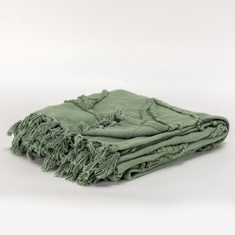 Jeté en coton Detrick, Vert
