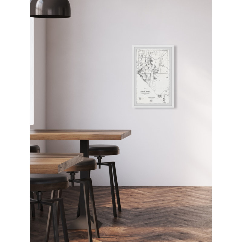 Carte rétro du Nevada - impression encadrée, H 24 po x l 16 po x P 1,5 po