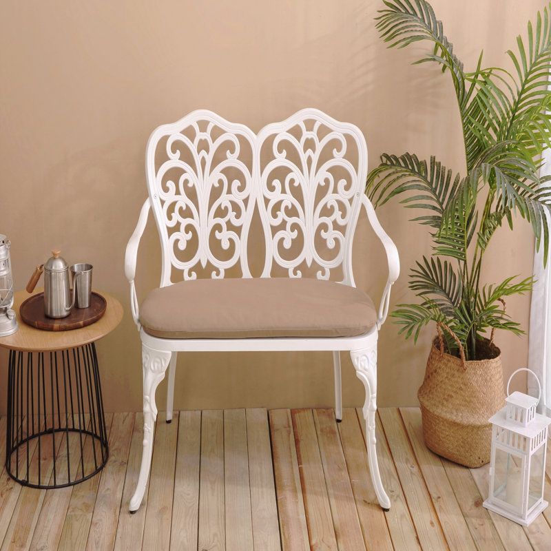 Banc en fonte d'aluminium avec coussin, Noir