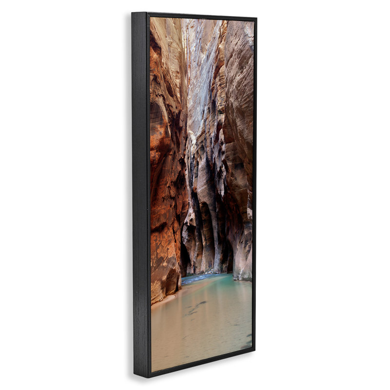 «Au-539-Giclee Zion National Park Cliff» par Dennis Frates, photographie, H 30 po x l 13 po, Giclée encadrée noir minuit