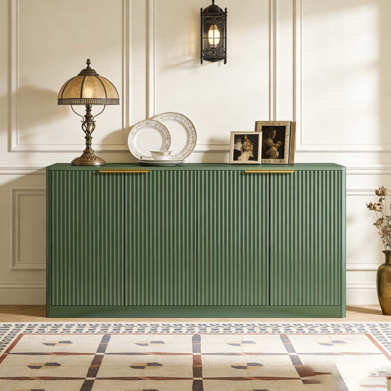 59-inch modern wavy sideboard, curved contour design storage cabinet