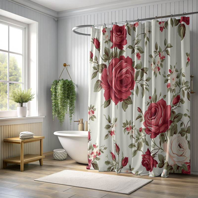 Rideau de douche 1 pièce Gentle Rose, H 74 po x l 71 po