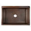 33" Hammered Copper Kitchen Apron Single Basin Sink w/ Scroll Design and Apron Front Nickel Background with Matching Drain and Accessories