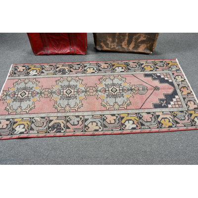Authentic Handmade Turkish Rug In Bohemian Style With Oriental Runner Design Made Of Wool For Exquisite Home Decor