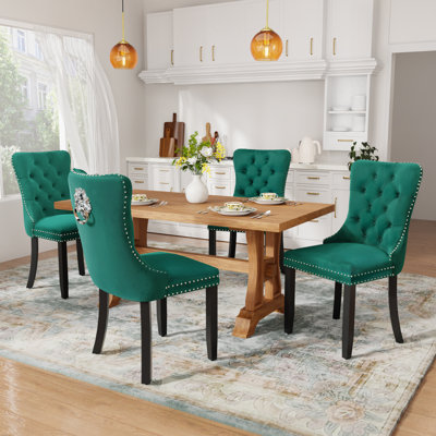 Velvet Upholstered Dining Chairs Set of 4