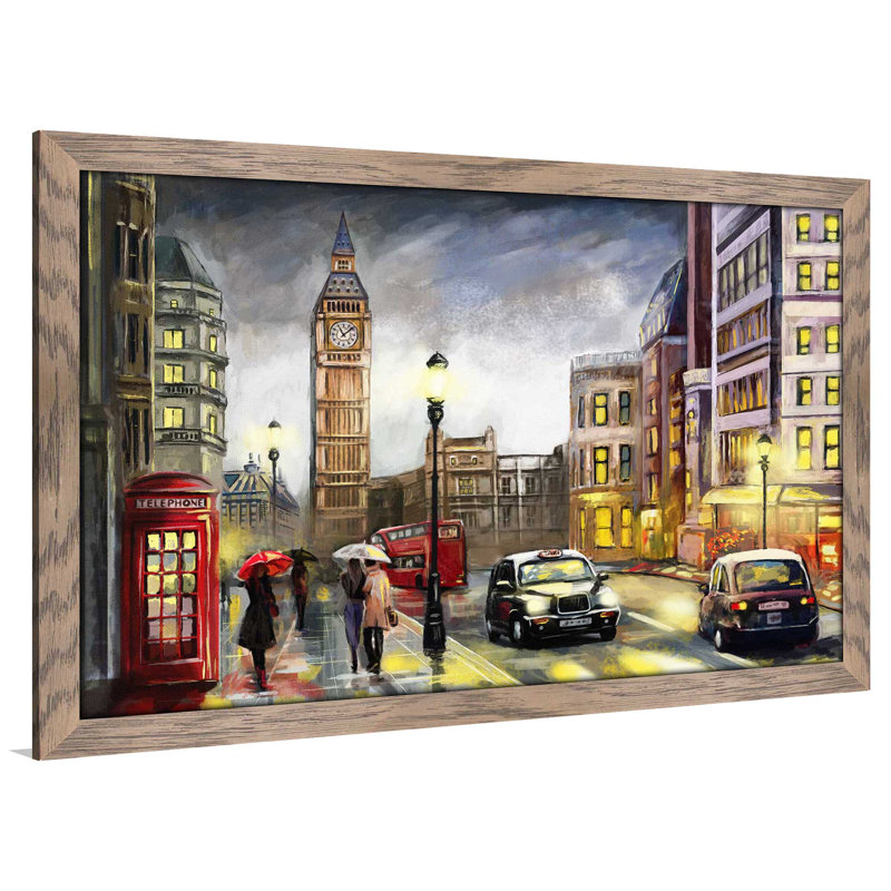 «London Streets», reproduction encadrée, H 21,5 po x l 27,5 po x P 0,75 po, Cadre taupe délavé