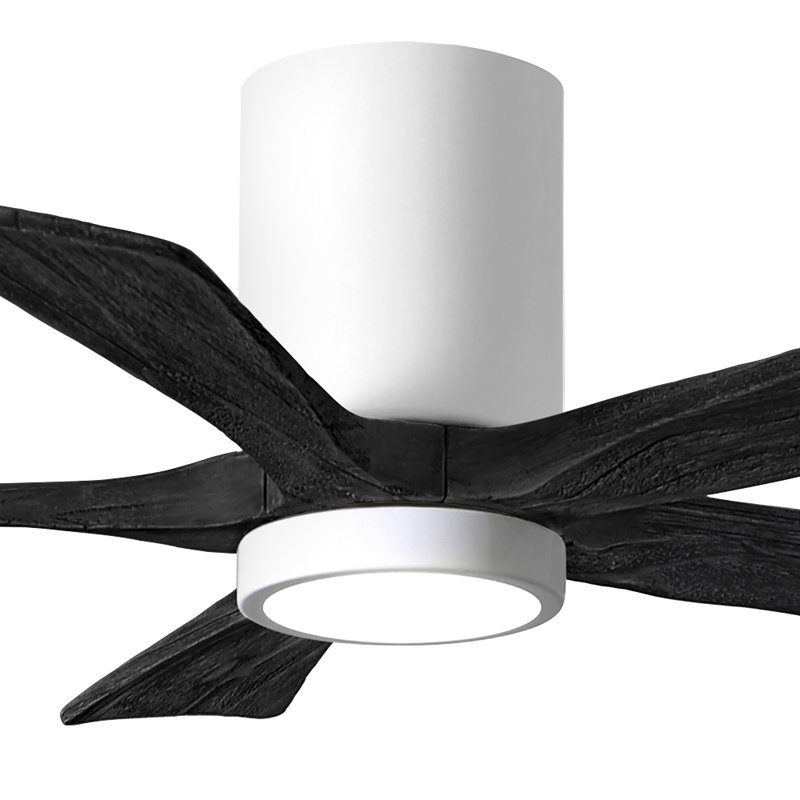 Ventilateur de plafond à 5 pales DEL avec ensemble d'éclairage inclus Irene, Blanc brillant, 42", Noir mat