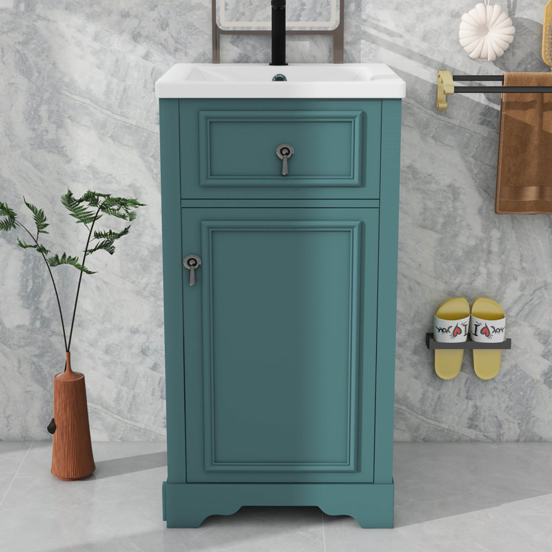 Meuble-lavabo de 20 po avec lavabo en céramique, Vert
