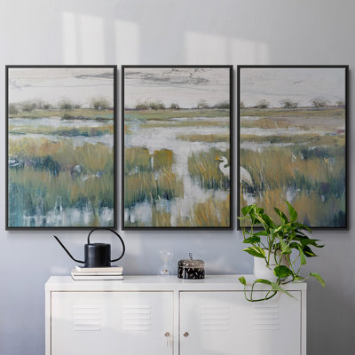 Marshland View VI, ensemble de 3 toiles encadrées