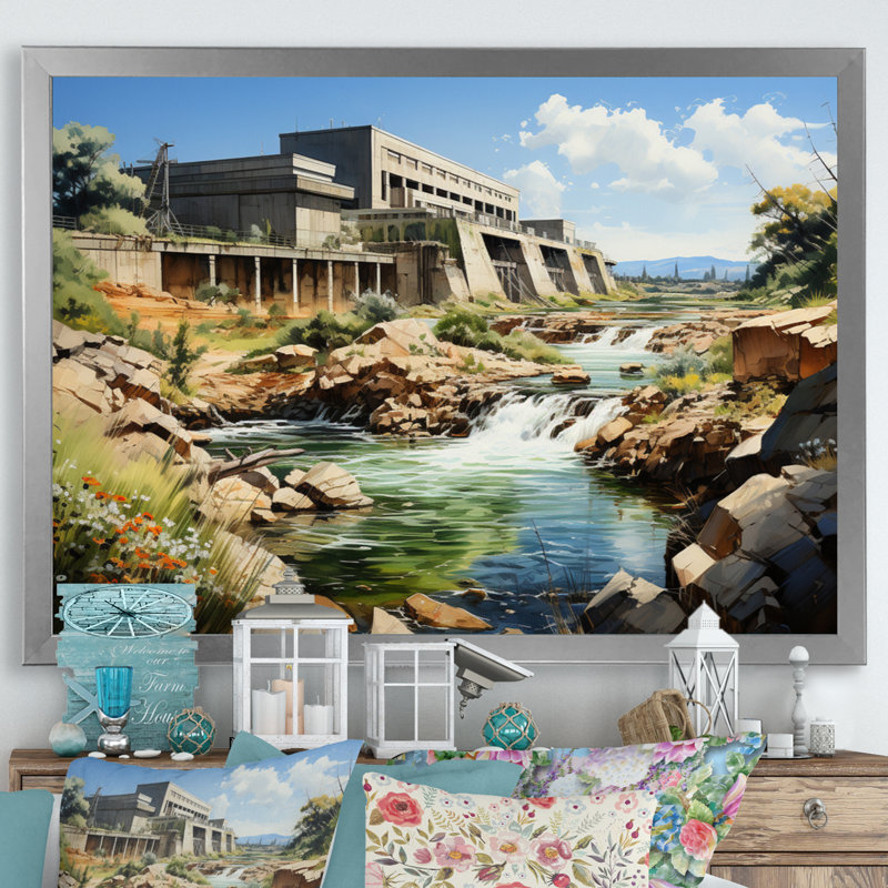 " Dam Industrial Beauty Urban ", Silver Single Picture Framed, 12" H x 20" W x 1" D