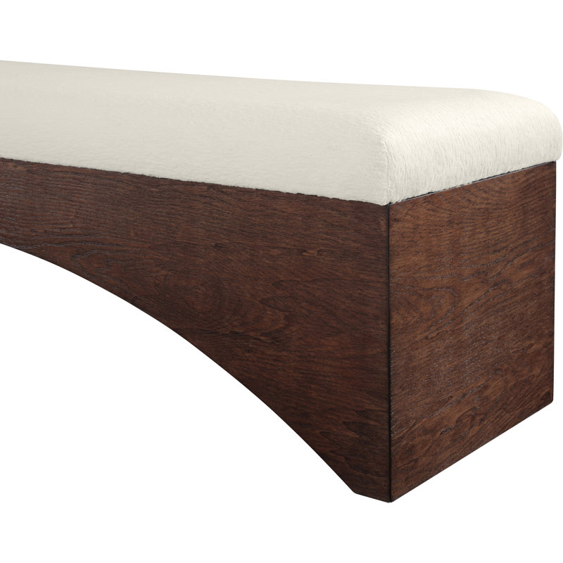 Lawson Willmot Velour  Fabric Bench, Cream Velour Fur Fabric, Brown