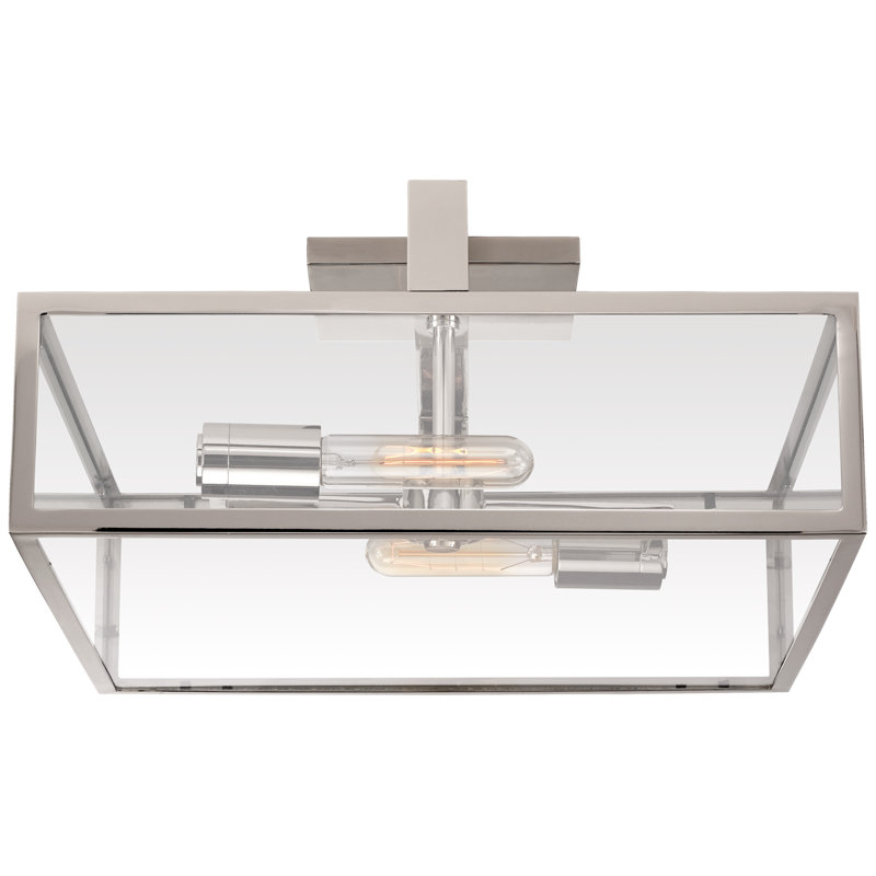 Halle 2 - Light Flush Mount, Polished Nickel, 4" H x 14" W x 14" D