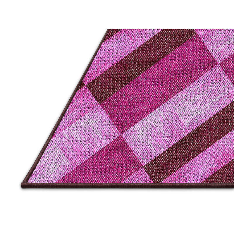 Tapis rose/rouge à motifs, Rectangle 5 pi x 7 pi