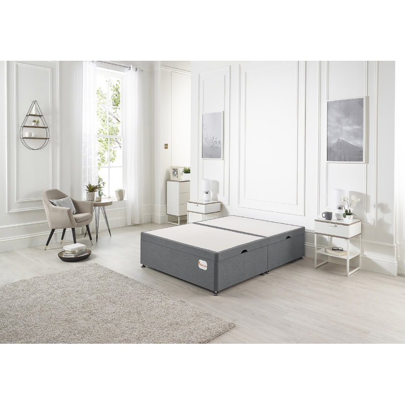 Etheral Side Opening Storage Ottoman Bed Base Hydraulic Lift Plush Velvet, Single (3'), Charcoal