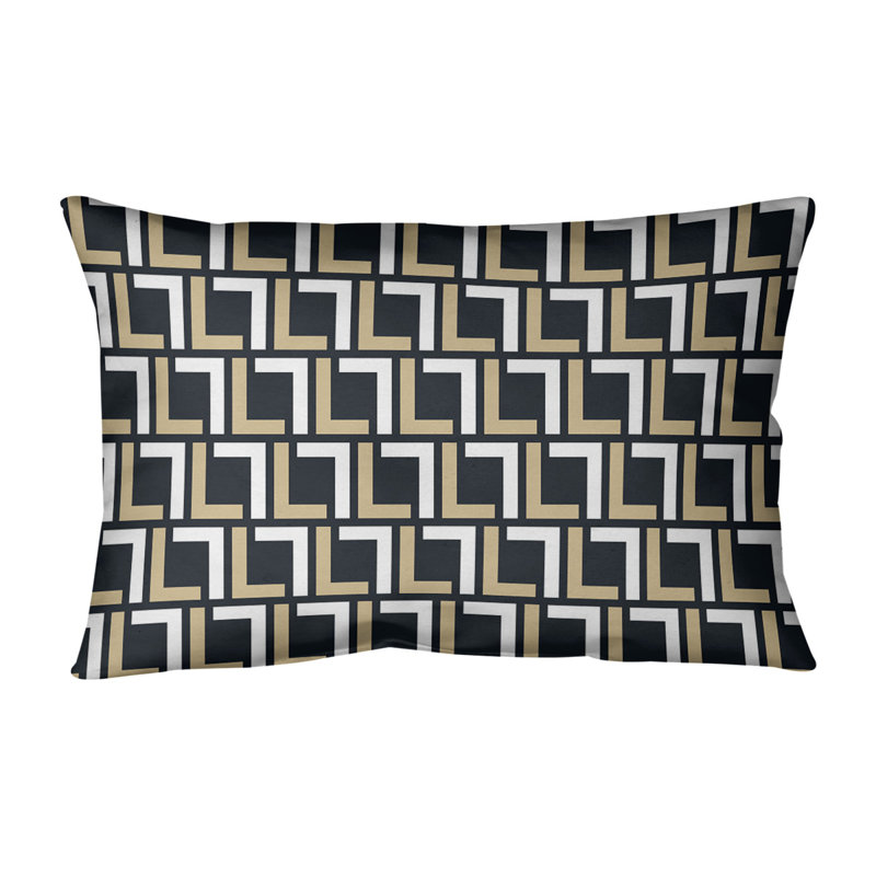 Housse de coussin rectangulaire New Orleans Football Luxury, Vieil or / blanc / noir, Polyester sergé